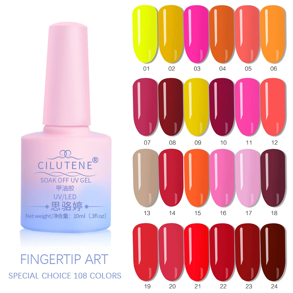 

Cilutene 1-58 Color 10ml Gel Varnish Nails Art Vernis UV LED Primer Semi Permanent LED Soak-Off Gel Lacquer Gel Nail Polish