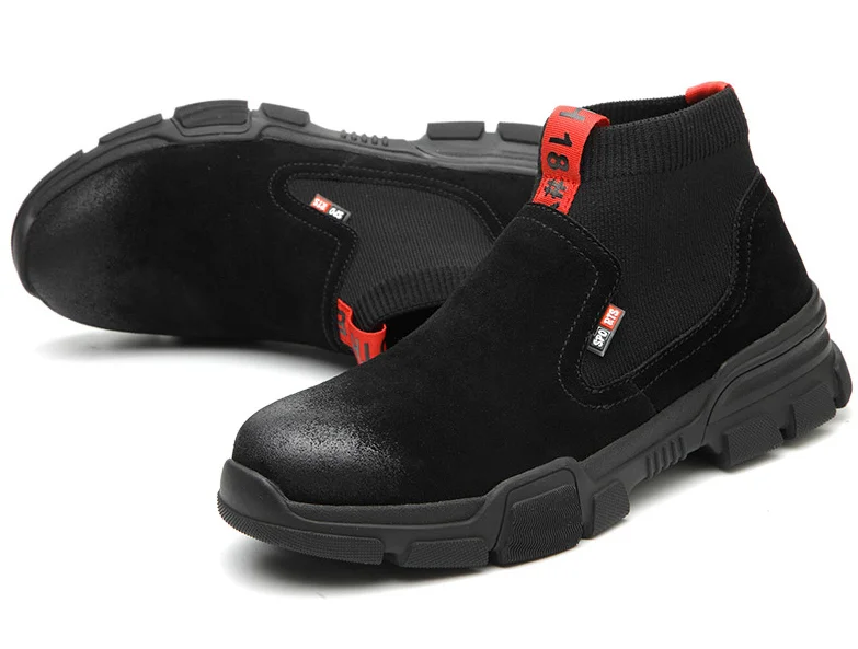 Осенние черные ботинки в стиле ретро, Мужская Рабочая защитная обувь со стальным носком, небьющиеся носки, высокие водонепроницаемые Дизайнерские кроссовки