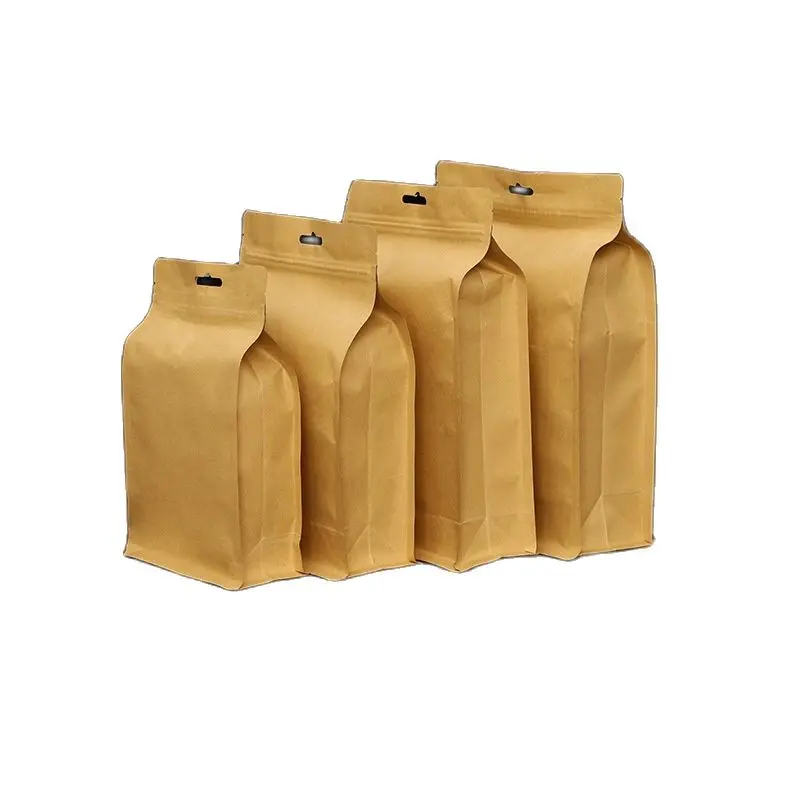 Stand Up Kraft Bag With Hang Hole, Natural & White Kraft Paper Bag with  Sisd Gusset Food Grocery Packaging Bag 50Pcs