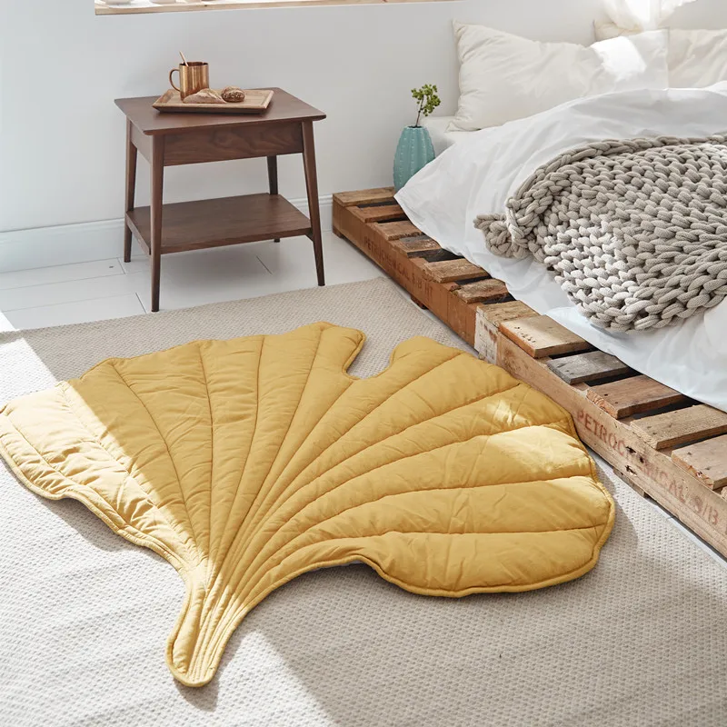 Nordic Style Leaves Cotton Carpet Children Room Home Decoration Ground Mat Photography Props Rug Vloerkleed 3d Carpet