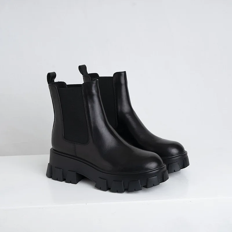

England Wind Martin 2020 Genuine Leather Sawtooth Flange Leatherwear Split Joint Circle Head Latest Fashion Short Boots