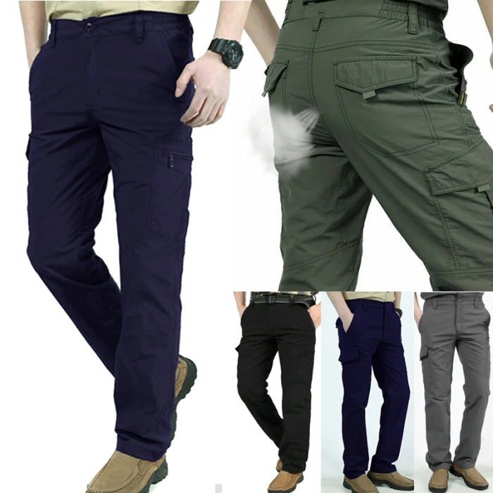 Мужские рабочие брюки-карго с несколькими карманами, для альпинизма, пешего туризма, быстросохнущие, для улицы, летние, d88