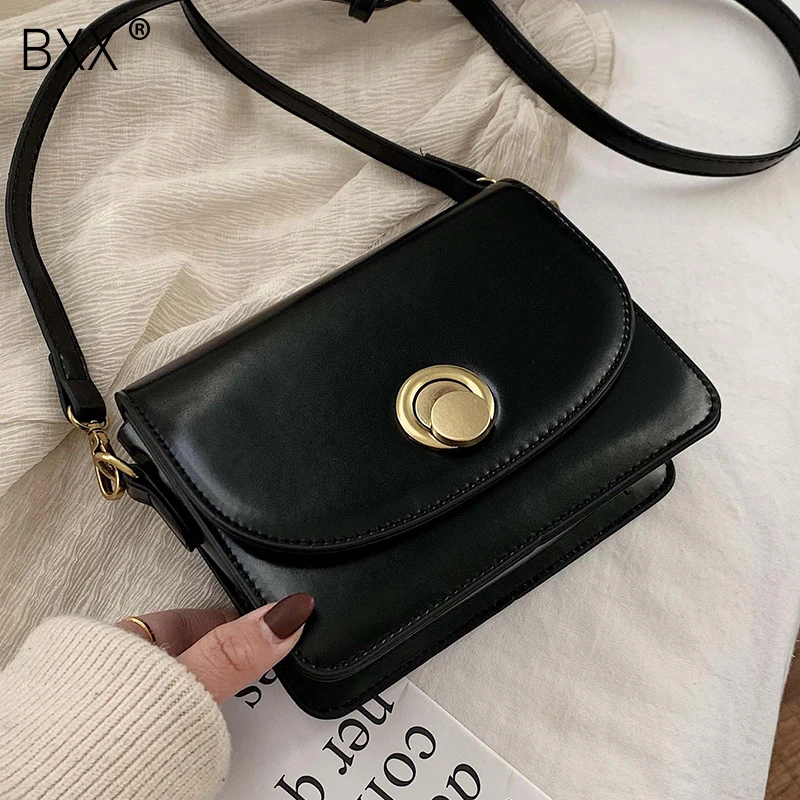 

[BXX] Women Solid Color PU Leather Crossbody Bags For Women 2020 Simple Flap Female Shoulder Messenger Bag Lady Handbags HK107