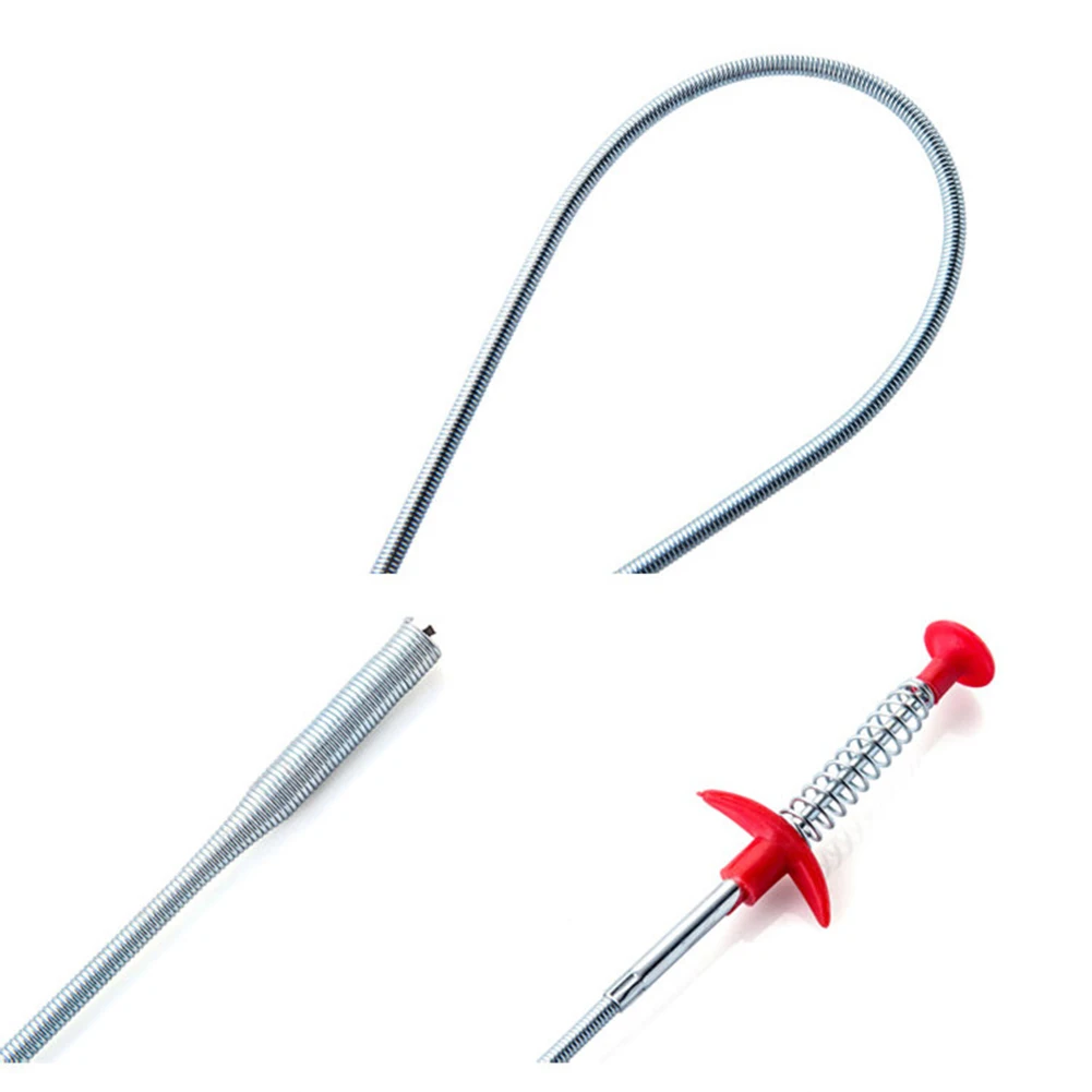 60CM Bendable Sink Cleaning Hook Sewer Dredging Tool Kitchen Spring Pipe Hair Remover Kitchen Useful Home Cleaning kitchen Tool