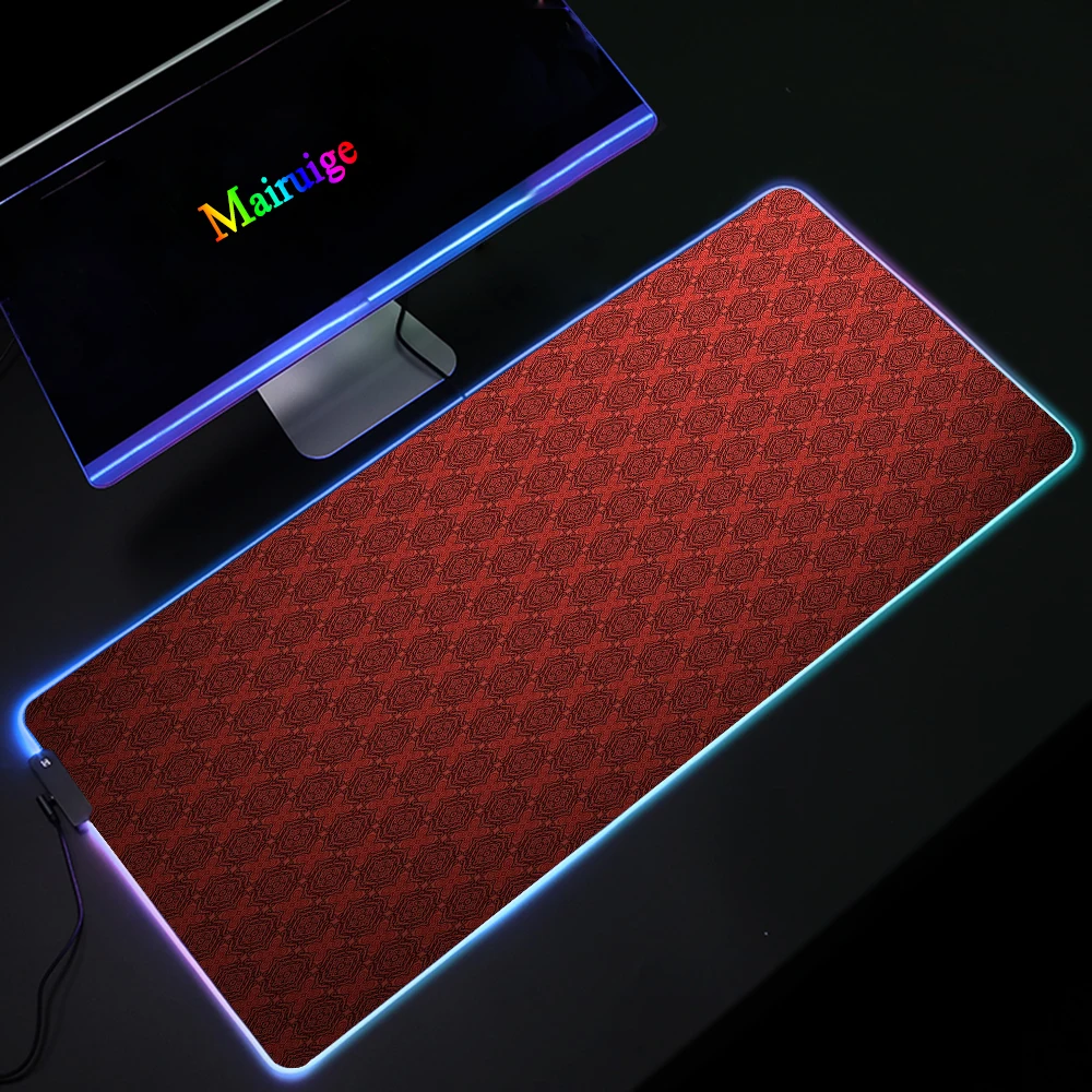 

RGB Large Mouse Pad Simple Red Texture DIY Custom LED XXL Glow Color Light Gaming MousePads with Backlight 90x40cm/80X30cm