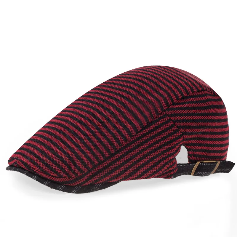 

Striped forward hat men's sun hat all-match beret caps men and women autumn and winter outdoor sports caps