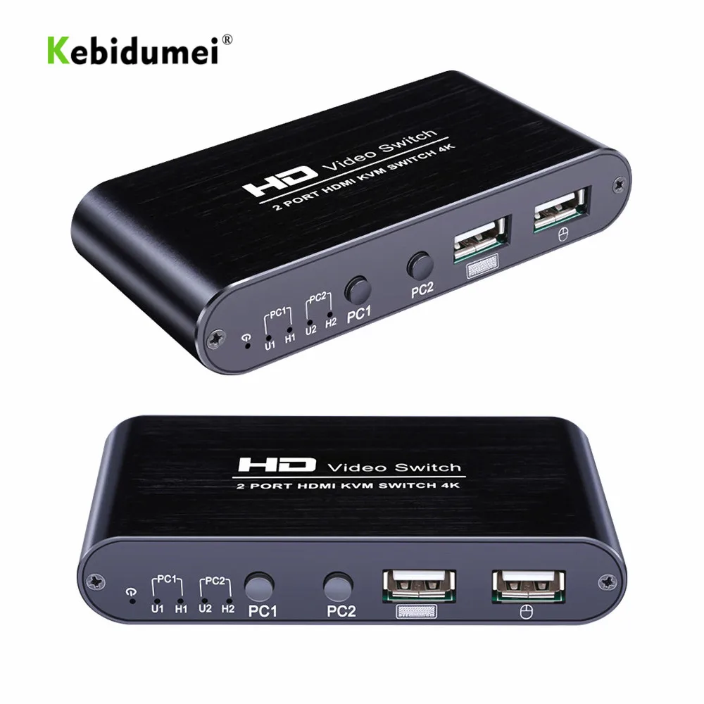 Квм-Консоль kebidu с 2 портами 4K USB-переключатель квм-консоль разветвитель для