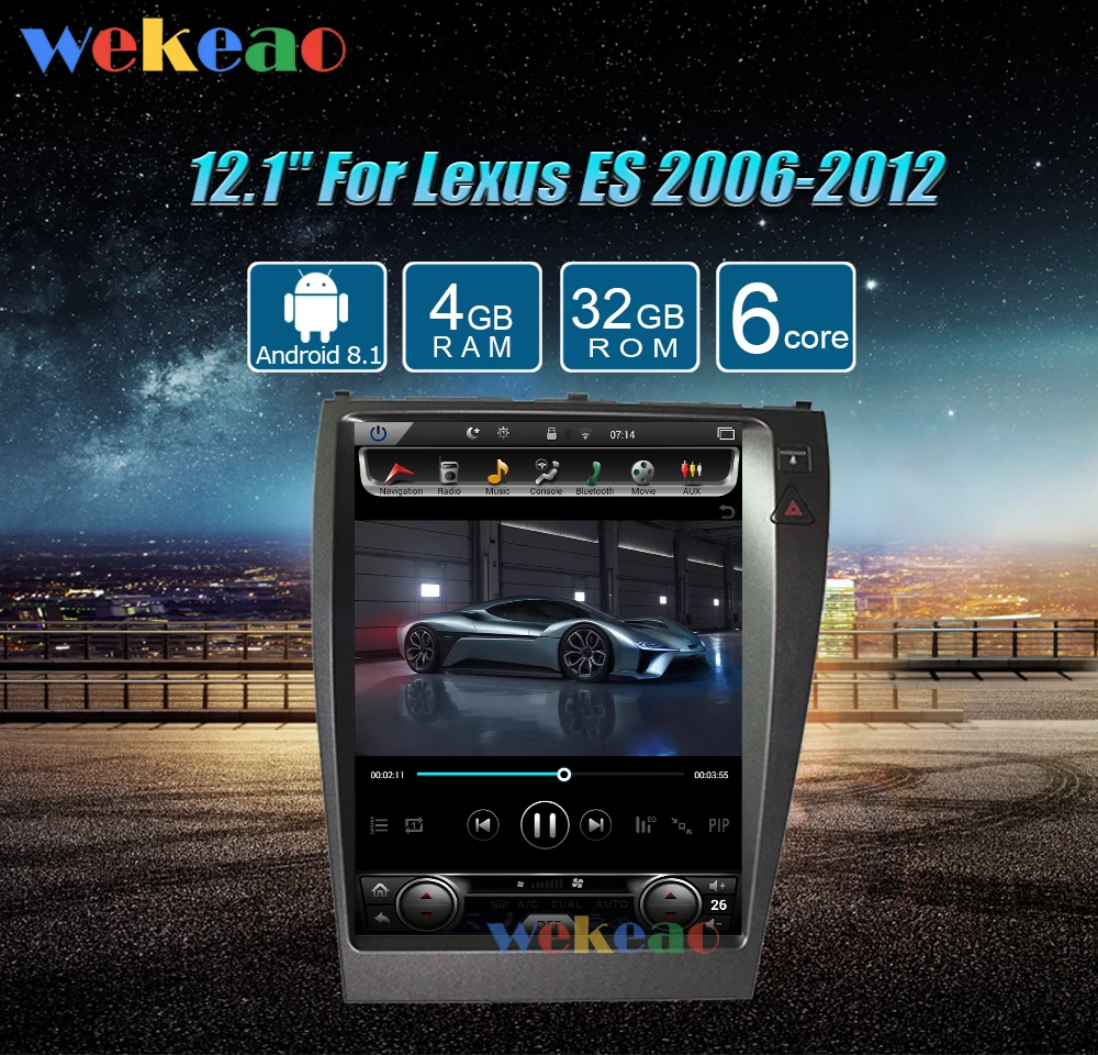 Wekeao вертикальный экран Tesla стиль 12,1 ''Android 8,1 Авто gps Навигация Dvd плеер для Lexus ES ES240 ES300 ES330 ES350