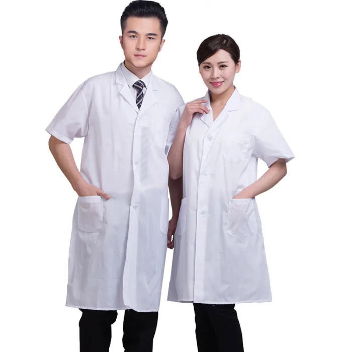 Летний белый лабораторный халат унисекс короткий рукав карманы униформа Рабочая одежда доктор Одежда для медсестер BMF88