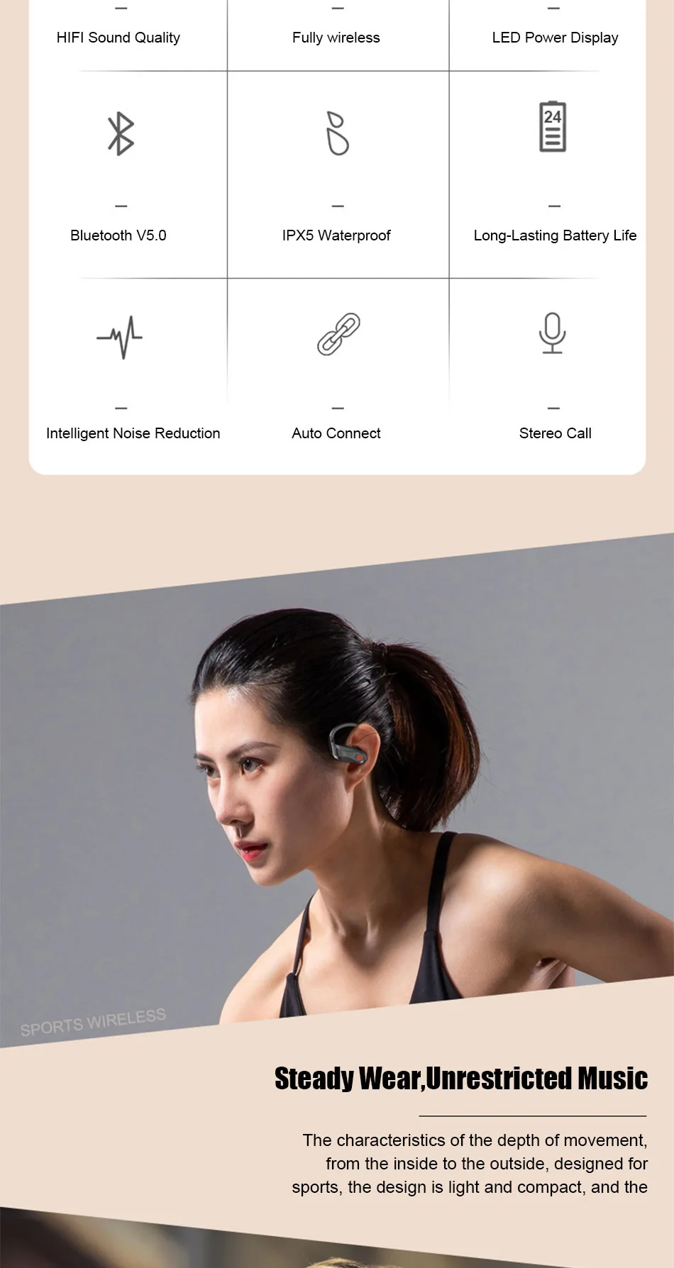 Bluetooth 5,0, беспроводные наушники, спортивные, водонепроницаемые, свободные руки, наушники-вкладыши, гарнитура с микрофоном+ зарядная коробка для iPhone, Xiaomi
