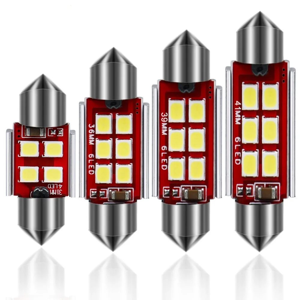 10 шт. Voiture светодиодный Feston 12 В 24 Canbus 2835 Светодиодный 4SMD 6SMD гирлянда 31 мм 36 39 41