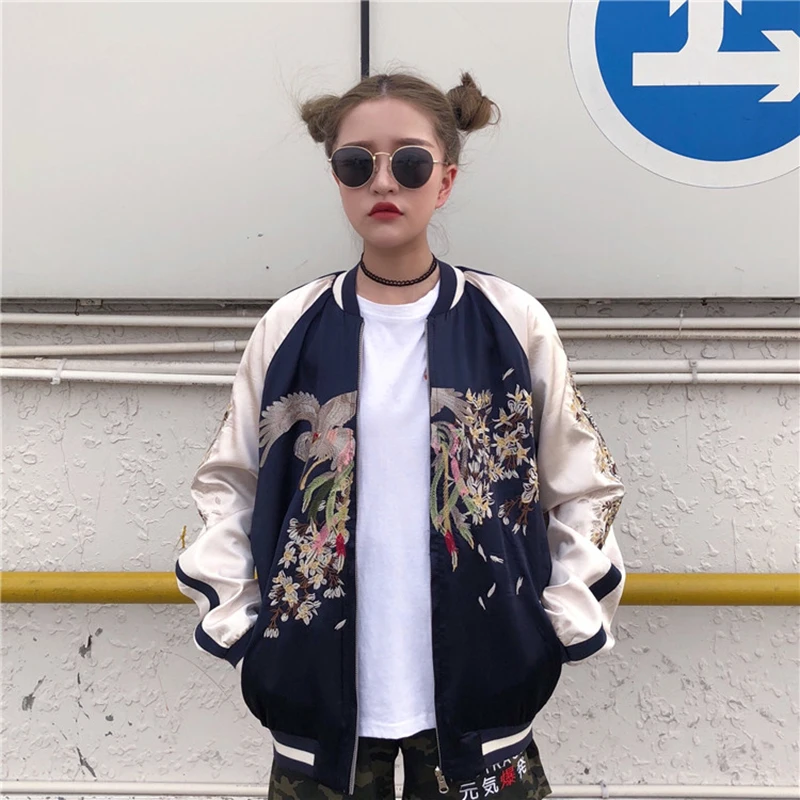 Embroidered Bomber Jackets Women Spring Harajuku Patchwork Boyfriend Short Coats Female Casual Streetwear Ladies Jacket Clothing | Женская