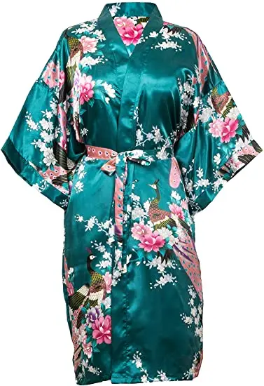 Satin Silk Women Wedding Bridemaid Robe Sexy Crane Print Bathrobe Short Long Kimono Night Gown Robe Fashion Dressing Gown Female women dress women sleepwear bride robes silk robe