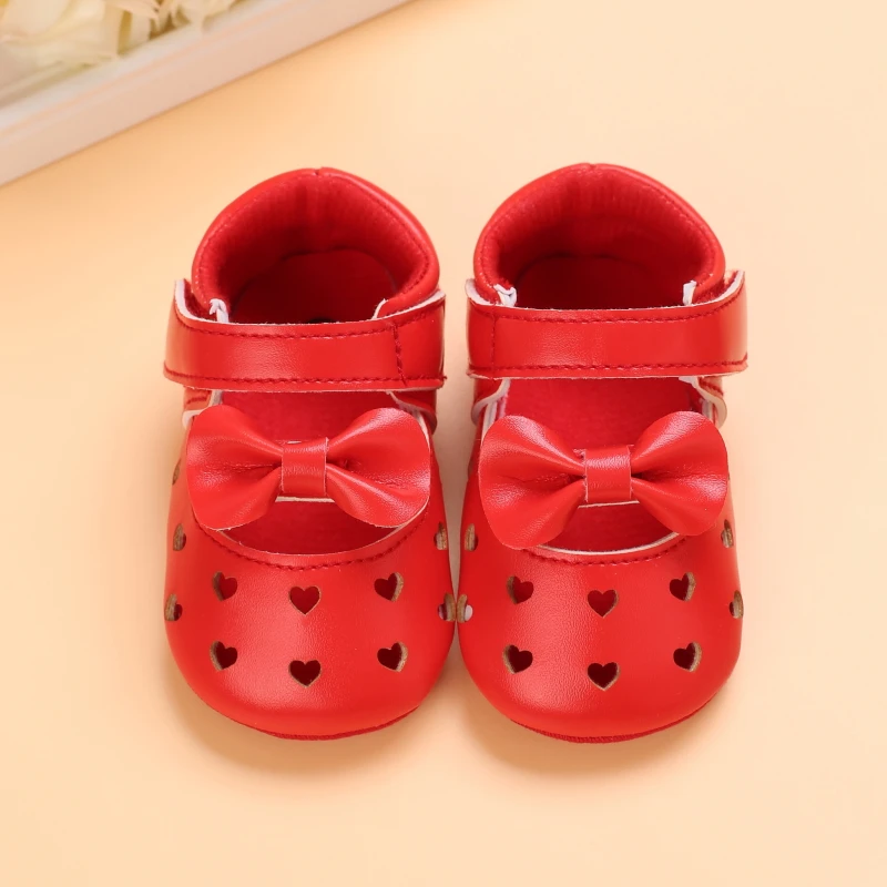 Baby Spring And Autumn Style Lovely Bow Solid Color Soft Sole Princess Shoes 0-18 Months Newborn Baby Casual Walking Shoes