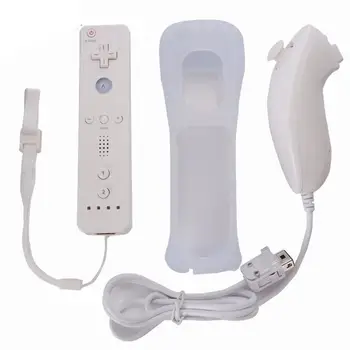 

2 In 1 Wireless Remote Nunchuk Controller Gamepad Motion plus For Wii Game Console With Wrist Strap Silicone Case