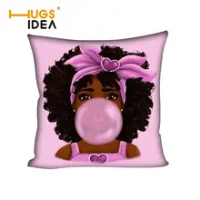 HUGSIDEA черного цвета в африканском стиле; Пузырь подушка для девочки чехол для дивана автомобиля размером 45*45 см афро Magic Girl Наволочка декоративная наволочка розовый
