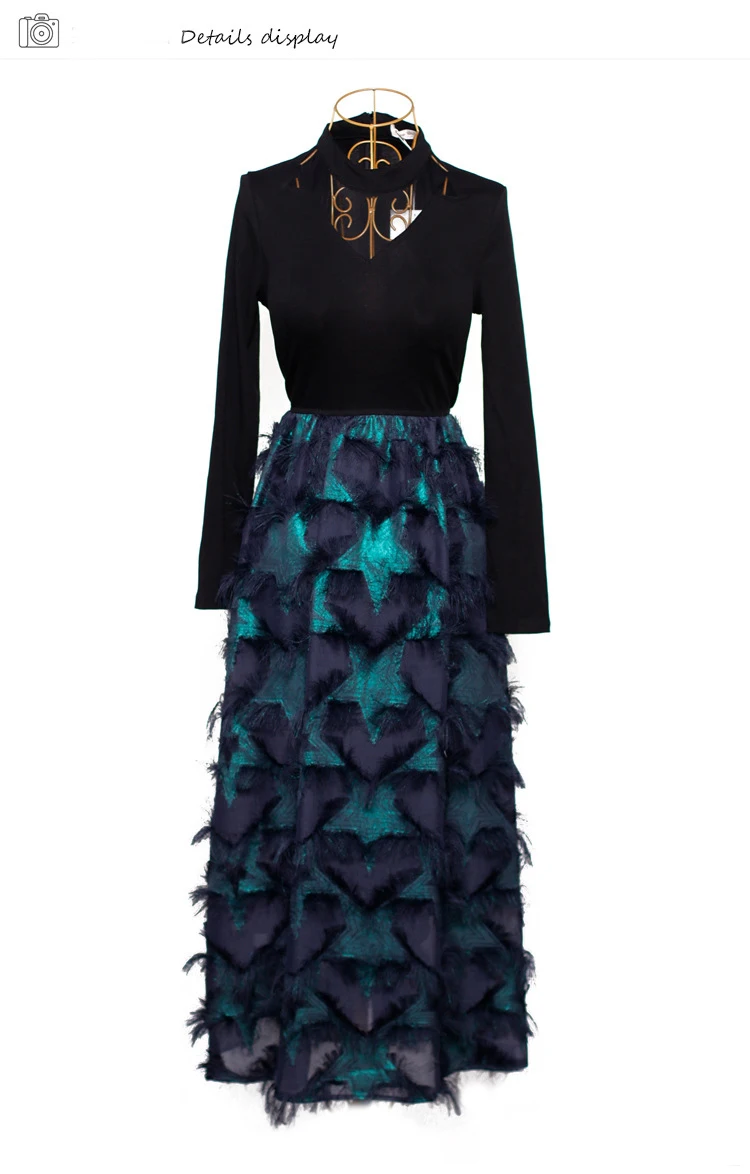 Autumn Fashion Women Dresses O Neck Hollow Out Long Sleeve Black Ball Gown Tassels Dresses Street Style Casual Dress Z2889 - Цвет: Green