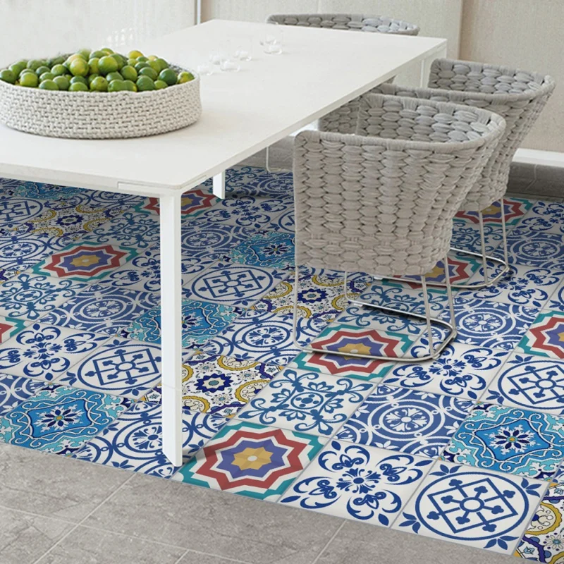sky blue Кухня самоклеющиеся ПВХ наклейки на стену 3D наклейки на стену моделирование европейские наклейки на стену с узорами водонепроницаемые масляные наклейки - Цвет: sky blue