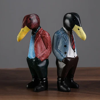 

1Pair of Animal-Headed Scupture Animal-head Sculpture with Human Body Miniature Man Creative Decoration Antique Ornamental Craft