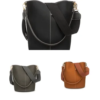 

High-Quality shoulder bag Women's Bag 2020 Large Capacity Shoulder Messenger Bag Wide Shoulder Strap Frosted Bucket Bag