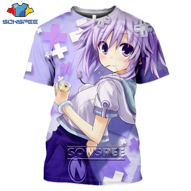 

SONSPEE 3D Summer Animal Men T-Shirt Neptune series lovely T-Shirt Harajuku Sexy girl anime Streetwear kawaii printing T-Shirt