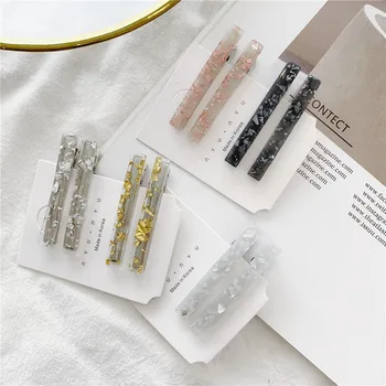 

1Pair/2PCS Chic Korea Style Geometric Acrylic Hair Clips Shiny Tin Foil Sequins Hairpins Women Girls Barrettes Hair Accessories