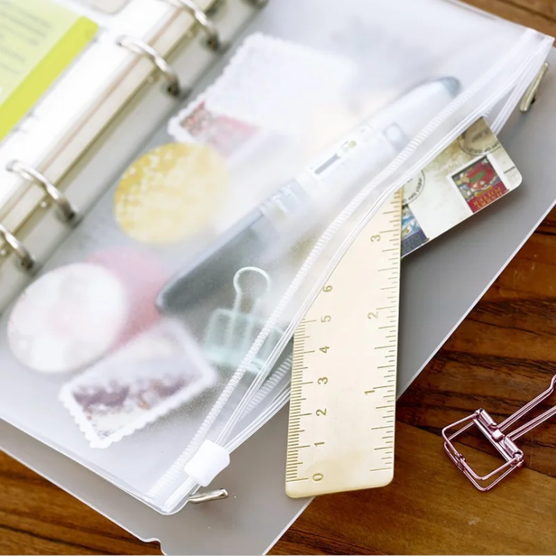 Прозрачный ПВХ держатель для карт для А5 А6 А7 кольца для переплета блокнот 6 отверстий сумка на молнии мешочек дневник аксессуары для планировщика