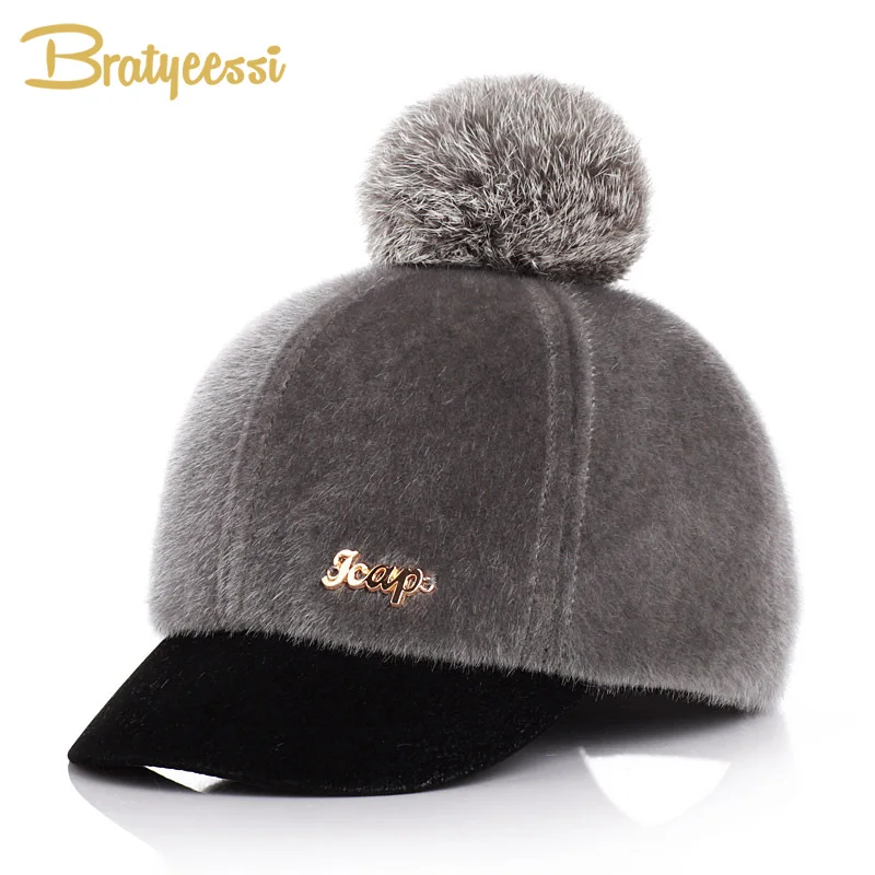 Wool Baby Winter Hat for Girls Pompon Boy Cap Kids Spring Baseball Children Hats 50/52/54 | Детская одежда и обувь