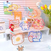 

Kawaii Desk Organizer Acrylic Pen Holder Stationery Organizer Transparent Desktop Storage Box Makeup Brush Storage Bucket