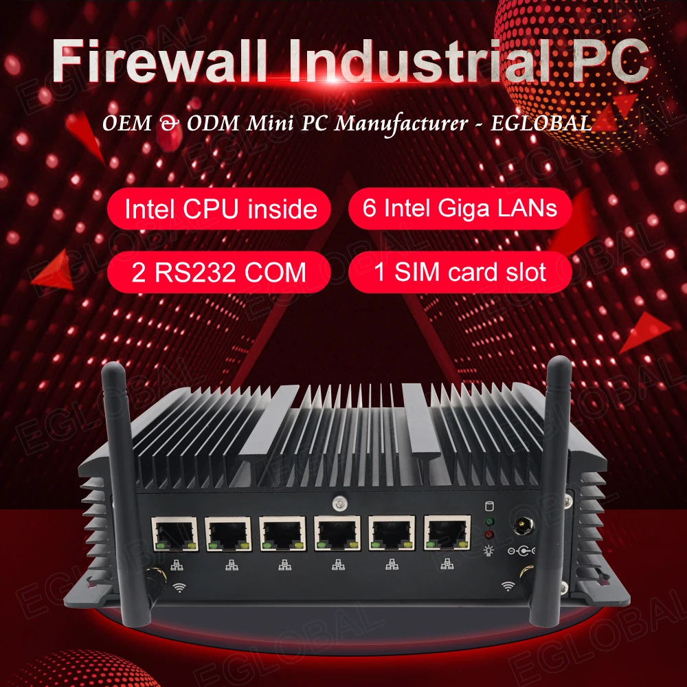Sin ventilador Industrial Mini PC Intel Core i5 7267U i3 7167U 3865U Firewall PC Pfsense Router 6 LAN 4 * USB3.0 2 * RS232 HDMI 4G/3G WiFi