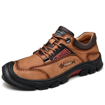 

Men Leather Casual Shoes Outdoor Brown Black Man Fashion Walking Sneakers Lace Up Comfortable Male Trainer Spring Autumn
