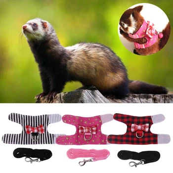 

Small Pet Harness Vest Leash Set Ferret Guinea Pig Hamster Chest Strap Harness Adjustable soft harness