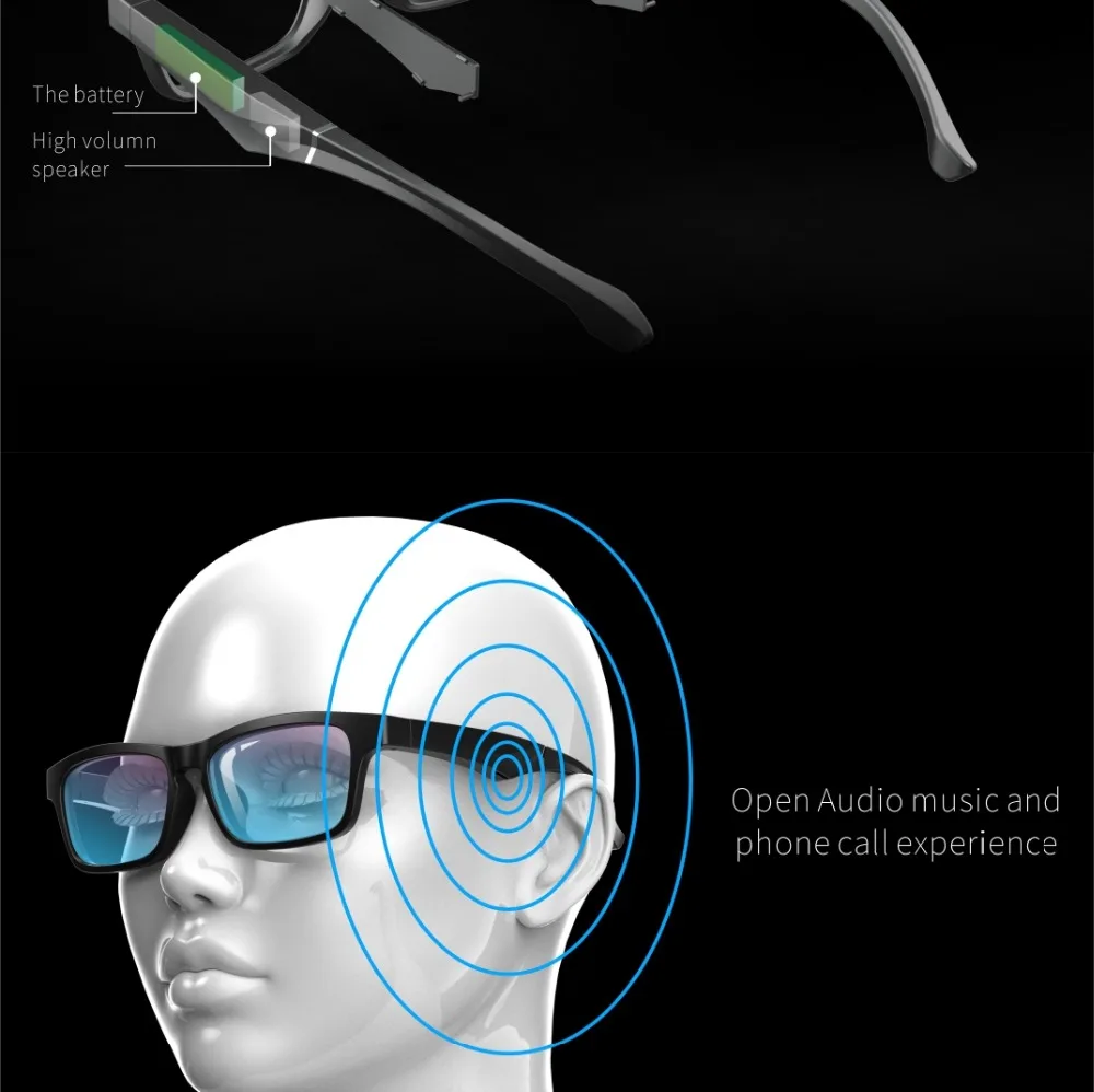 K1 Модные Портативные умные очки Bluetooth 5,0 музыкальные фотографии поляризованные очки открытые аудио стерео динамик микрофон для телефона