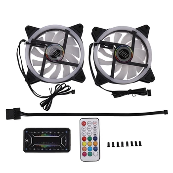 

Computer PC Case Fan RGB Adjust LED Fan Quiet Remote Computer Cooler Cooling RGB Case Fans (2PCS+1 Controller)