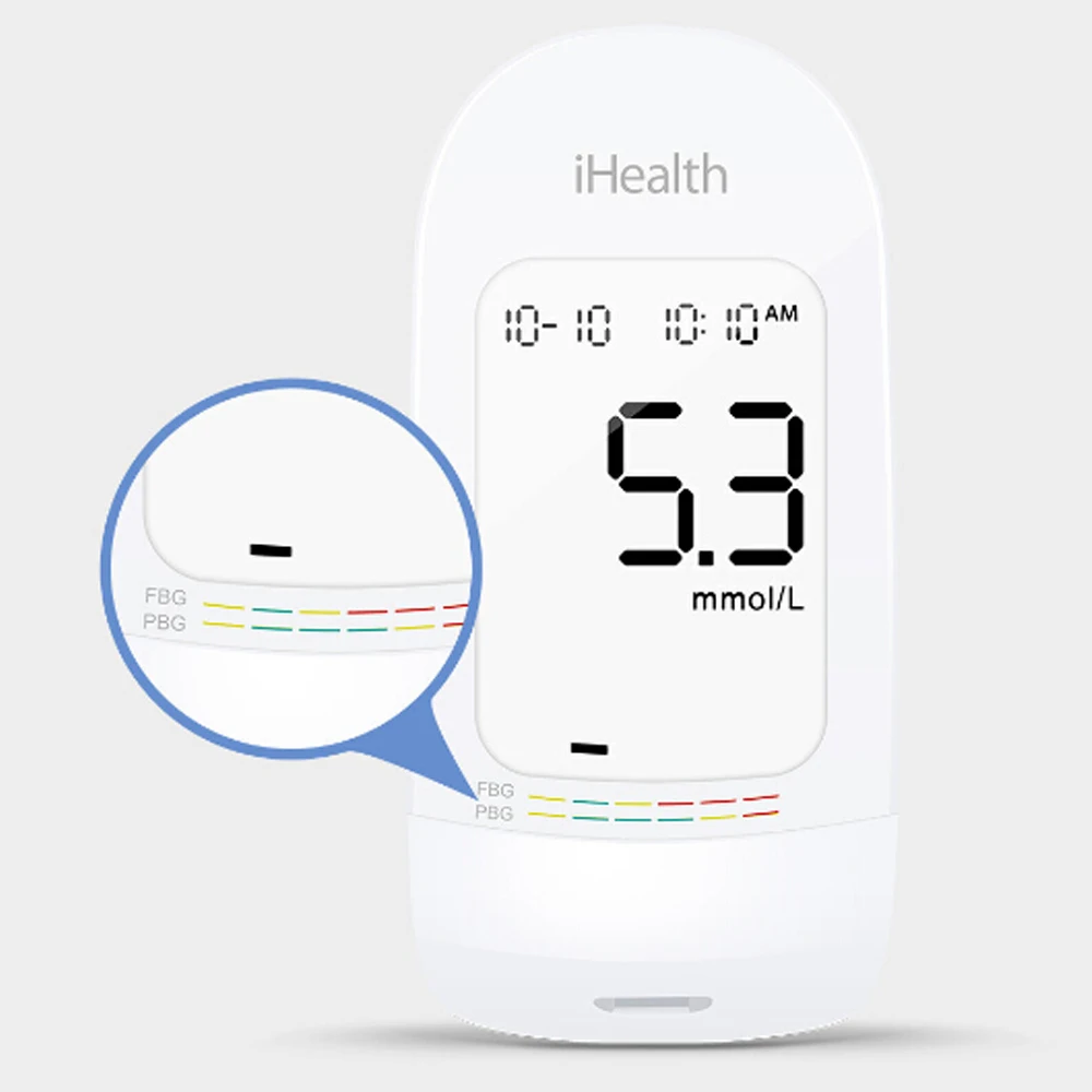 IHealth для Xiaomi AG-607 измеритель уровня глюкозы в крови с тестовыми полосками Lancets 5 сек смарт-тест на диабет ЖК-дисплей с подсветкой