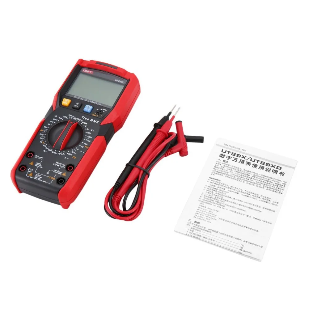 UNI-T UT89XD True RMS Digital Multimeter DC/AC Current Voltage Ammeter Voltmeter NCV/Capacitor/Triode/LED Test Tester