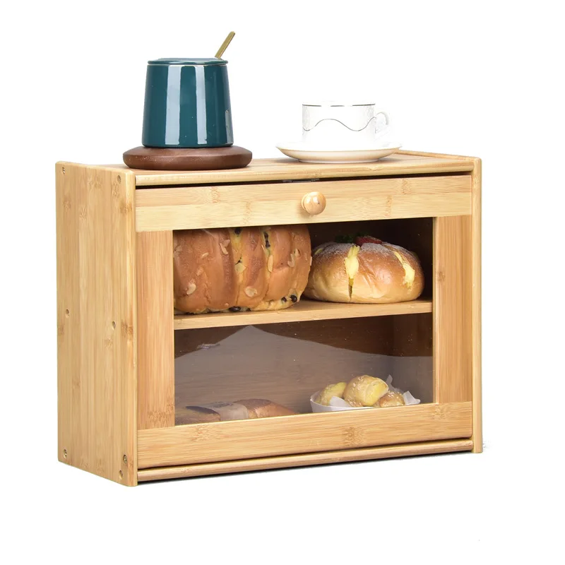 

Home Furniture Kitchen Furniture Kitchen Cabinets Bamboo bread box snack storage box storage Cabinet 40*17*30cm cuisine meuble
