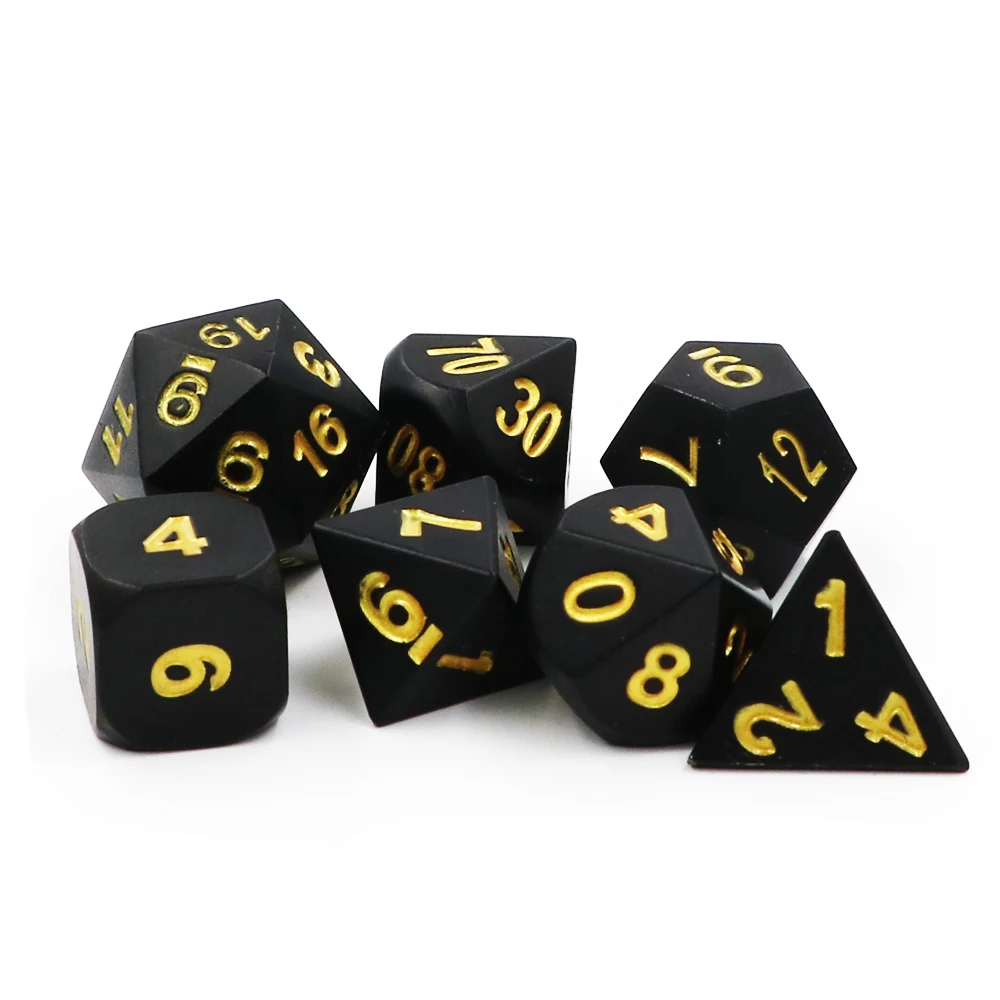 7 шт./набор, креативная игра в ролевые игры, кости D& D, металлические кости DND, матовое золото, набор костей для ролевых игр