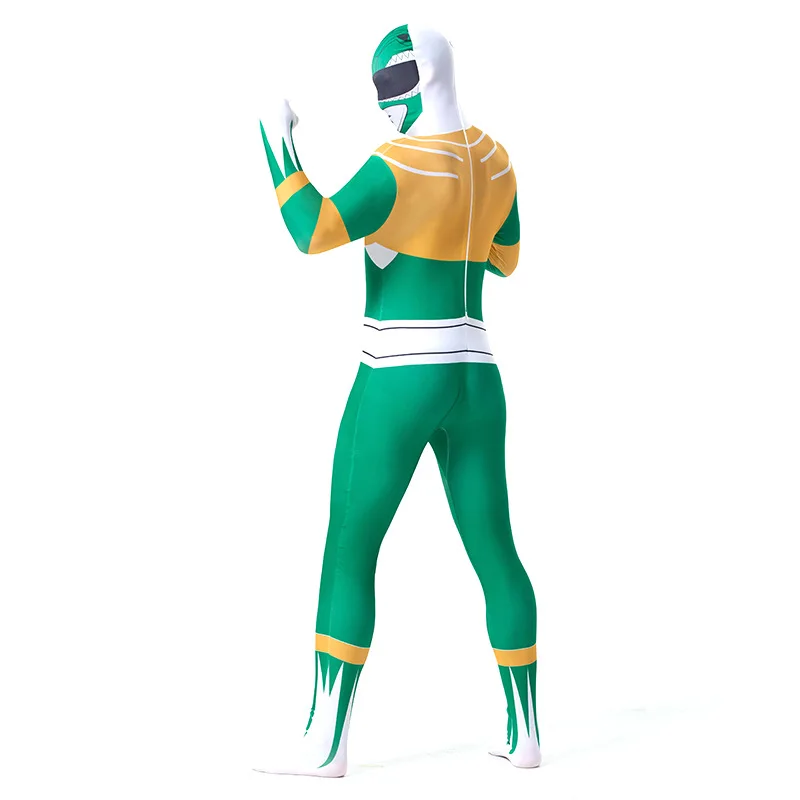 Мужская Сила рейнджеров зеленый Ranger Zentai костюм Хэллоуин Косплей Костюм
