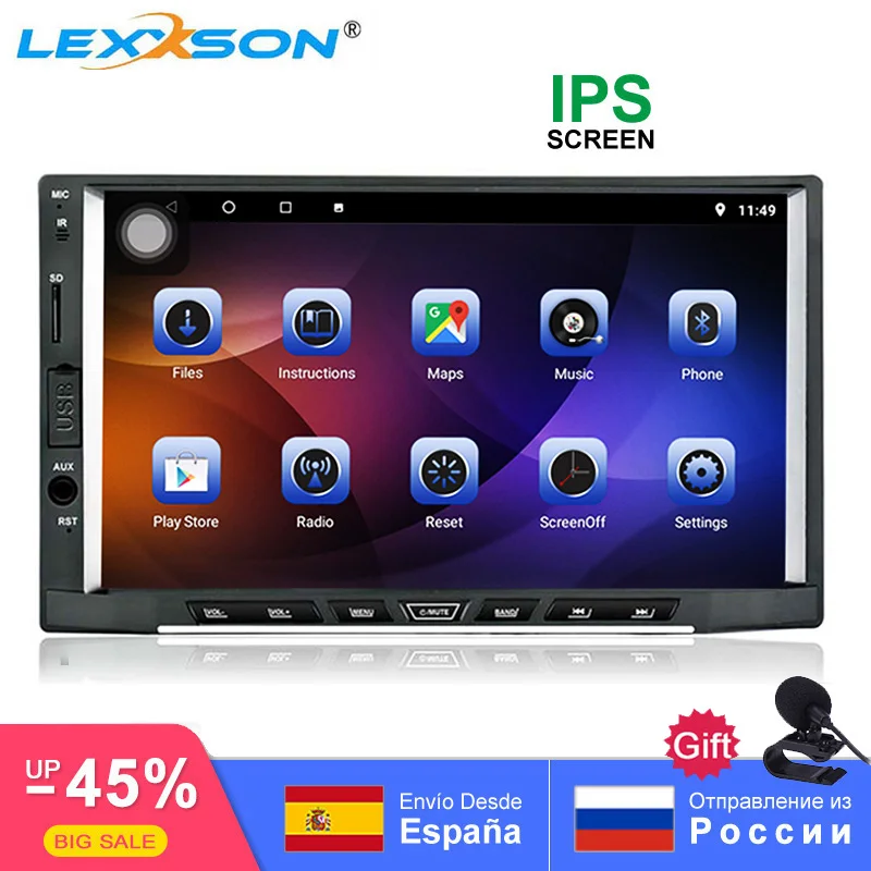 LEXXSON Android 8.1 Car Stereo 2 Din GPS Navigation Bluetooth 7 inch Touch Screen 2G RAM 32G ROM Car Radio Multimedia Player Support Mirror Link WIFI USB RDS AUX Subwoofer