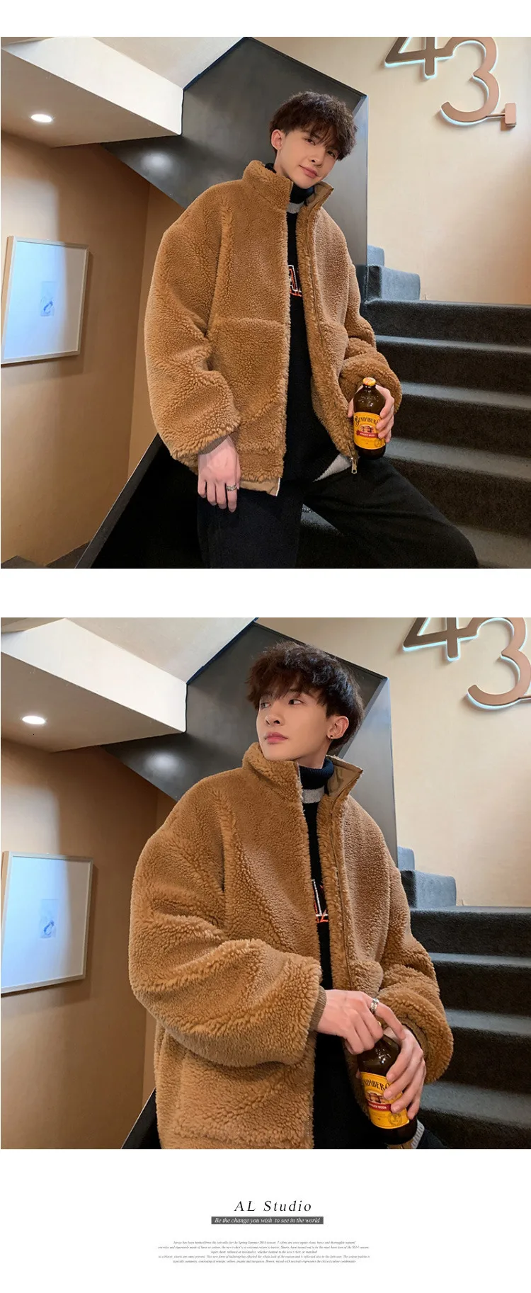 Winter Men's Thickening Lamb Parkas Short Casual Snow Jackets Keep Warm Coats Male White/camel Color Cotton-padded Clothes