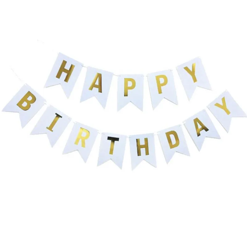 Paper Bunting Garland Banners Flags Happy Birthday Banner Boys Girl Baby Shower Decoration Wedding Party Supplies Decor | Дом и сад