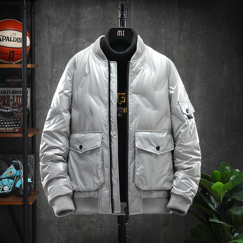 UYUK2019 Winter Fashion Temperament Loose Warm Lapel Bright Surface Casual Size Men Down Jacket Clothes Homme Masculino