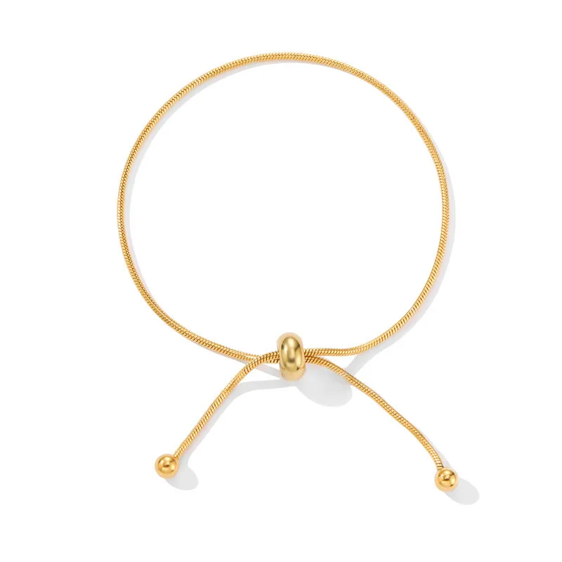 Titanium Steel Pull-out Adjustable Bracelet Gold Color Snake Chain Bangle for Women Girl Men Beads Jewelry Gift chain bracelet,women bracelet