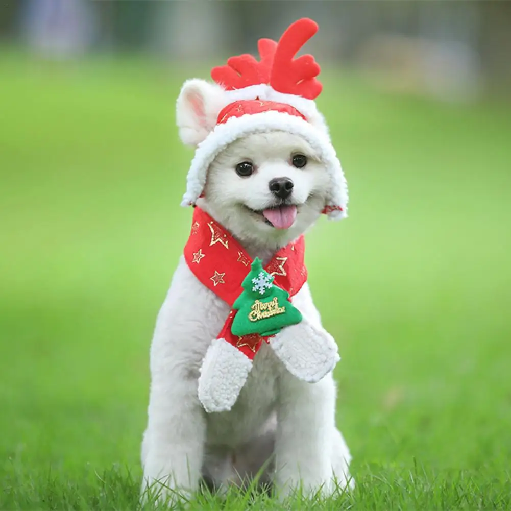 2020 Рождественские оленьи рога Съемный шарф осень зима костюмы для собак Одежда Аксессуары рождественские лучшие подарки для собак щенков