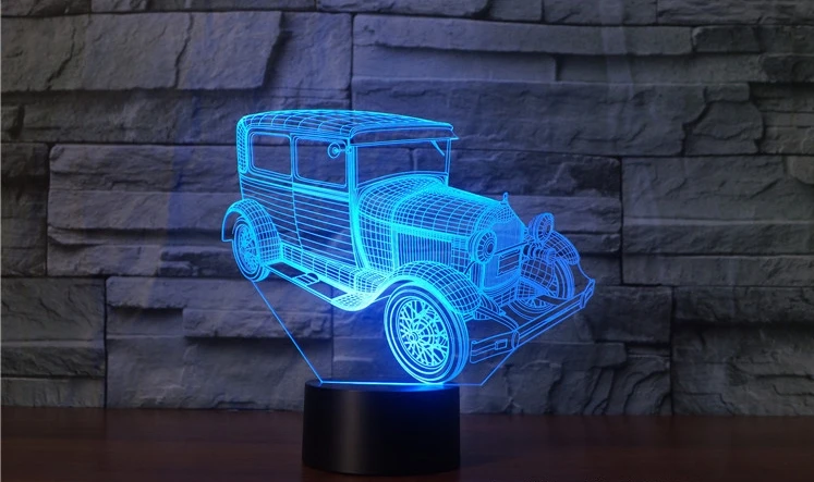[Seven Neon] игрушечный автомобиль автобус винтажный автомобиль акриловая 7 цветов Настольная лампа 3D лампа Новинка Светодиодный Ночник светильник Сокол миллениума светильник