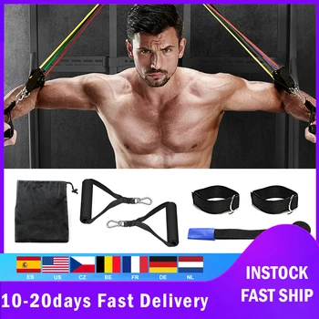 

New Resistance Bands Set Exercise Bands with Door Legs Ankle Straps for Resistance Training Physical Therapy Home