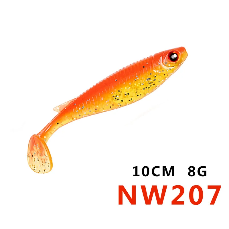 Noeby 5485 Shad Приманка T-tail мягкая 100 мм 8 г пластиковая приманка для ловли окуня щуки подходящая силиконовая соупле леурра жир T-TAIL гольян - Цвет: 207