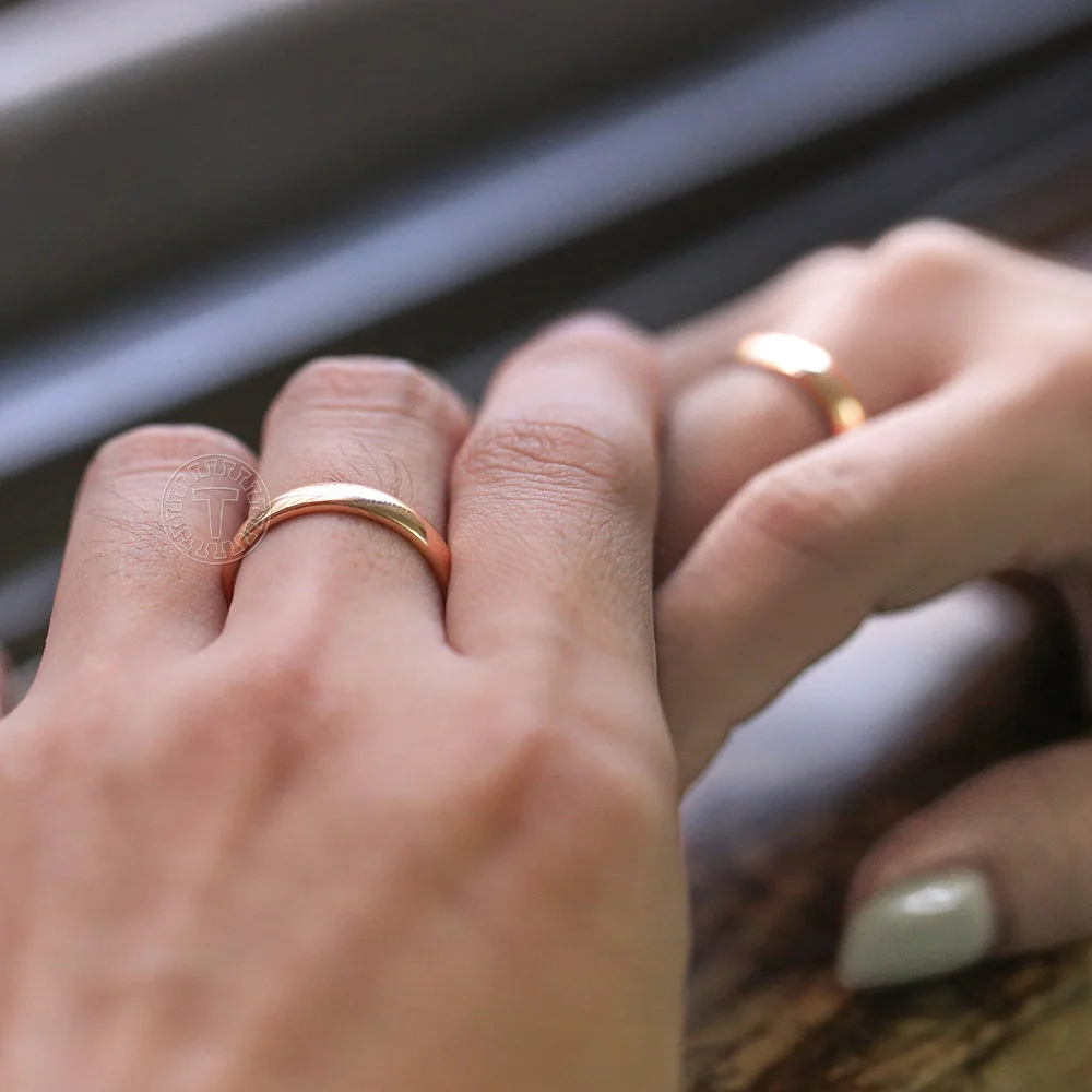 585 Rose Gold Color Ring Set Smooth Gold Filled Rings Wedding Band Couple Ring Simple Jewelry Gifts US Size 6-12 LGR75 ring set,gold color rings,couples rings,finger ring,gold color ring,wedding rings,wedding ring
