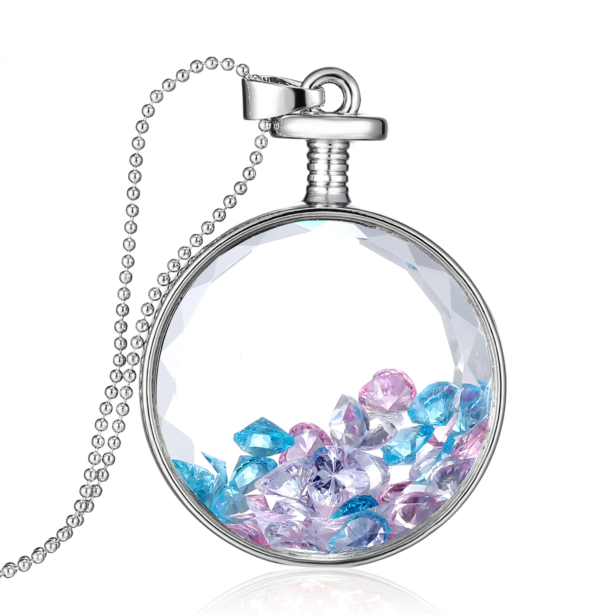Rinhoo Femme, элегантное ожерелье с сушеными цветами, серебряная Длинная цепочка, круглая стеклянная подвеска, ожерелье для женщин, девушек, модное ювелирное изделие, подарок